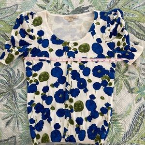 Short sleeve floral cardigan.
